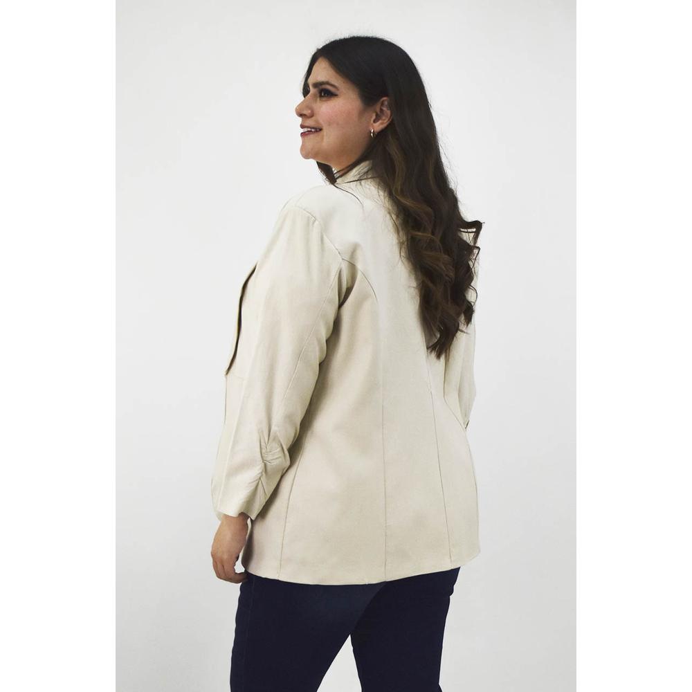 Foto 3 pulgar | Blazer de Lino Roman FashionTallas Extras 2329 Beige