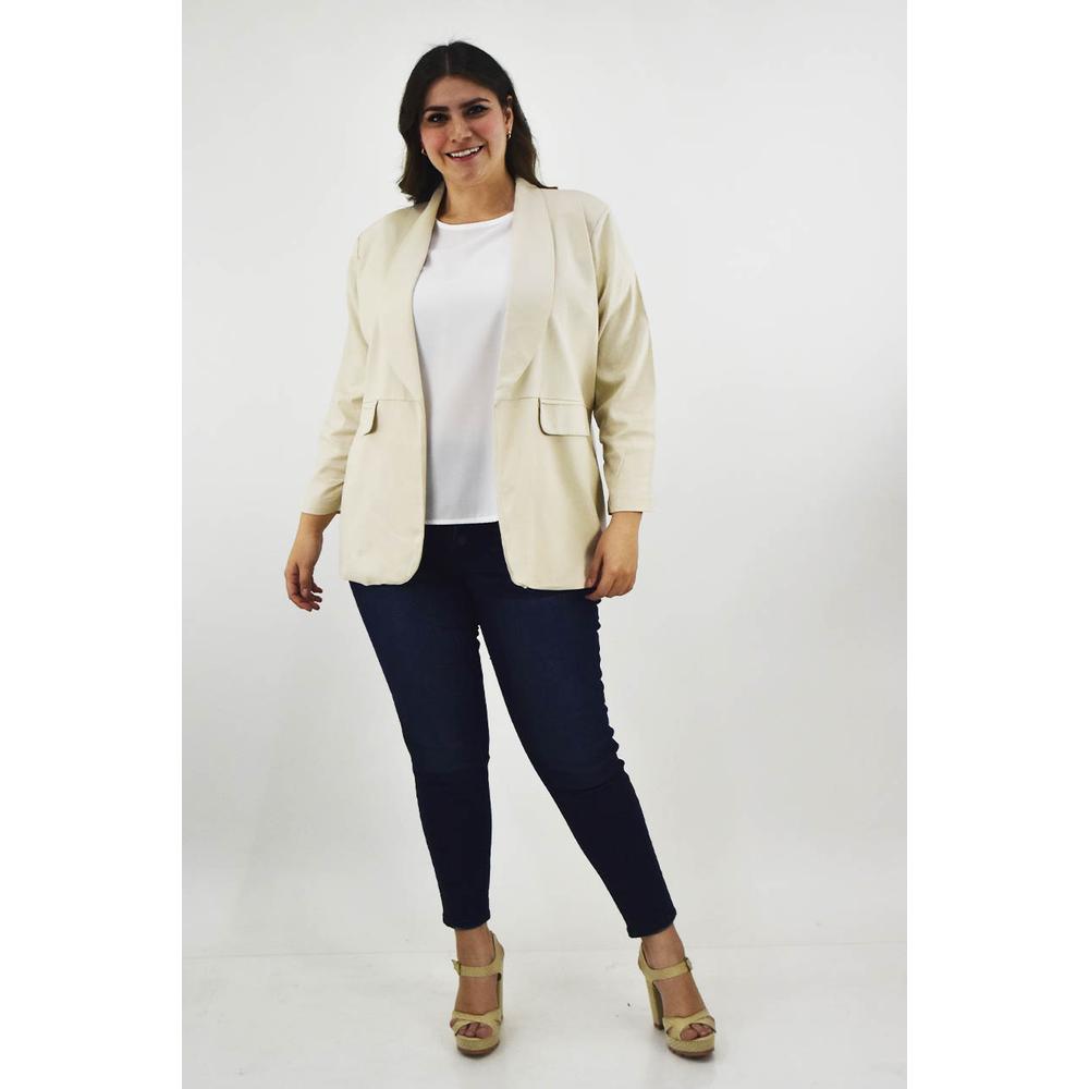 Foto 6 pulgar | Blazer de Lino Roman FashionTallas Extras 2329 Beige
