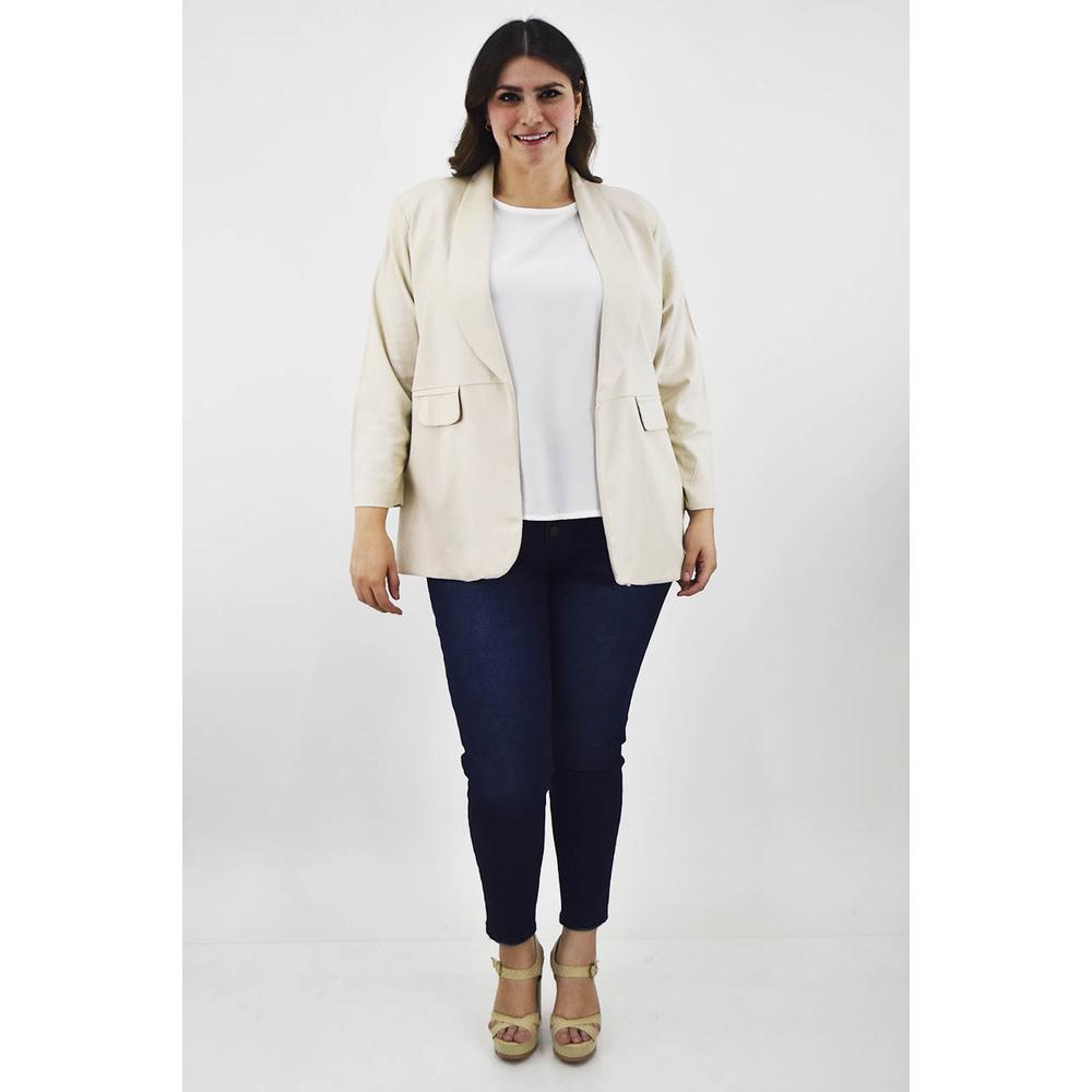 Foto 7 pulgar | Blazer de Lino Roman FashionTallas Extras 2329 Beige