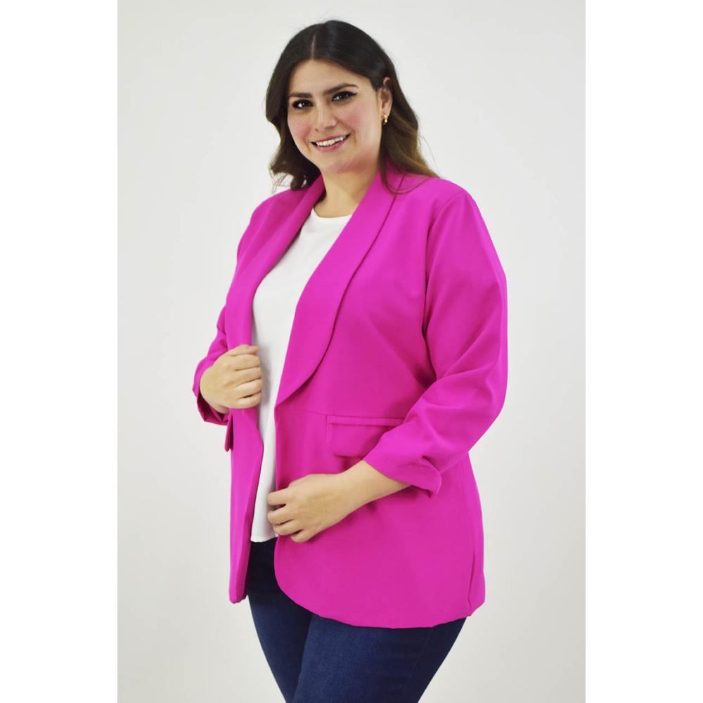 Foto 2 pulgar | Blazer Manga 3/4 Roman Fashion Tallas Extras 12255 Rosa