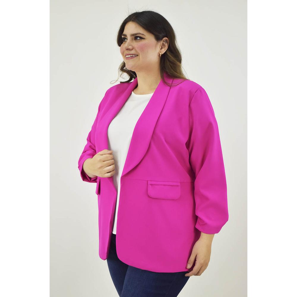 Foto 3 pulgar | Blazer Manga 3/4 Roman Fashion Tallas Extras 12255 Rosa