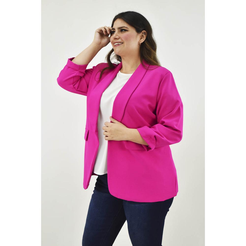 Foto 4 pulgar | Blazer Manga 3/4 Roman Fashion Tallas Extras 12255 Rosa