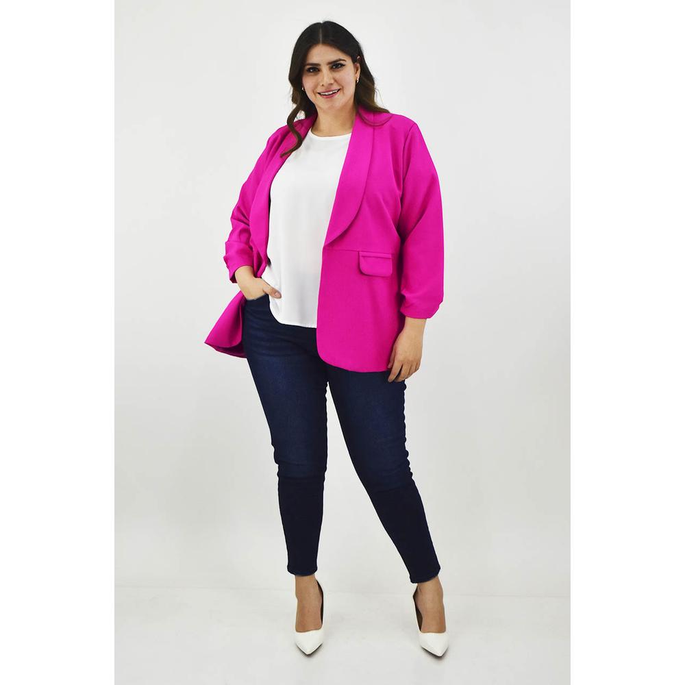 Foto 6 pulgar | Blazer Manga 3/4 Roman Fashion Tallas Extras 12255 Rosa