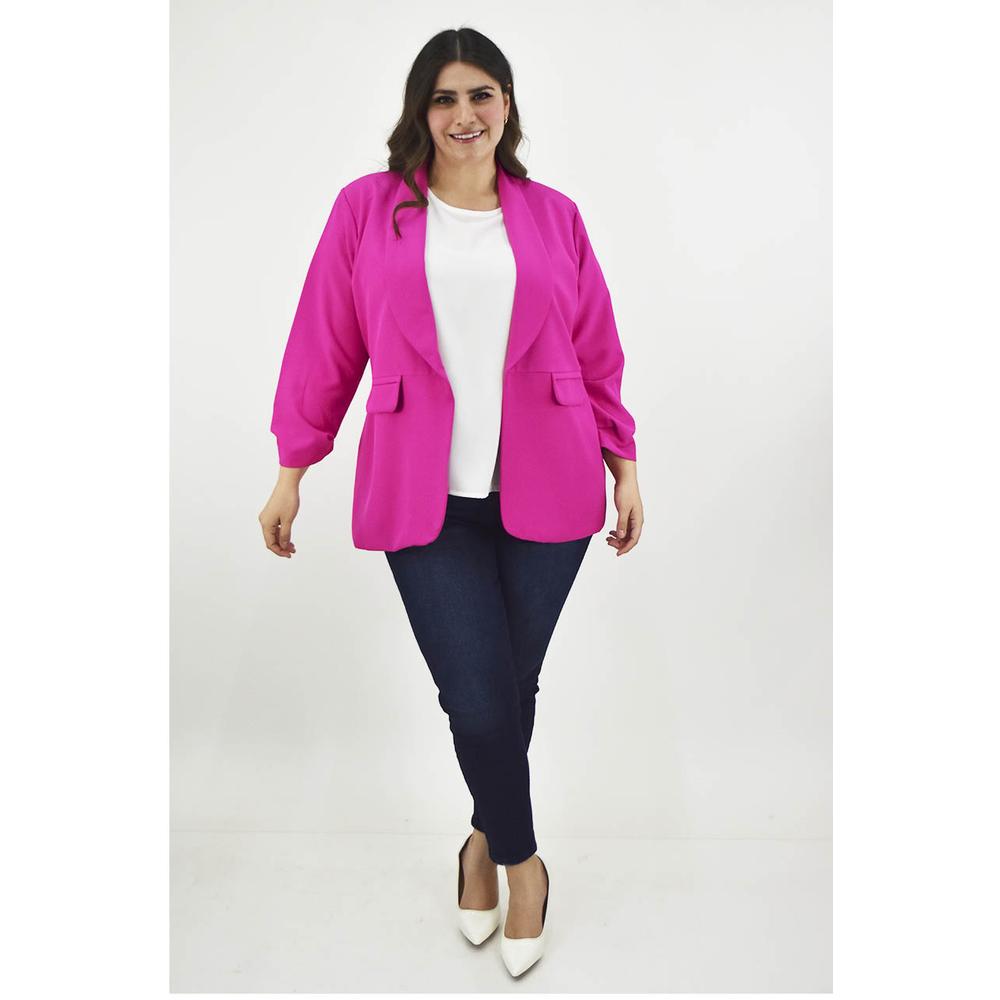 Foto 7 pulgar | Blazer Manga 3/4 Roman Fashion Tallas Extras 12255 Rosa