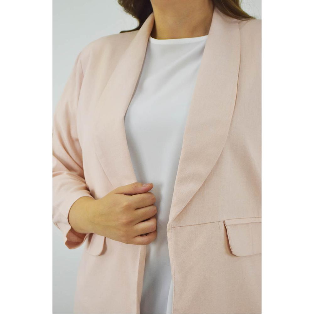 Foto 5 pulgar | Blazer de Lino Roman Fashion Tallas Extras 2329 Rosa