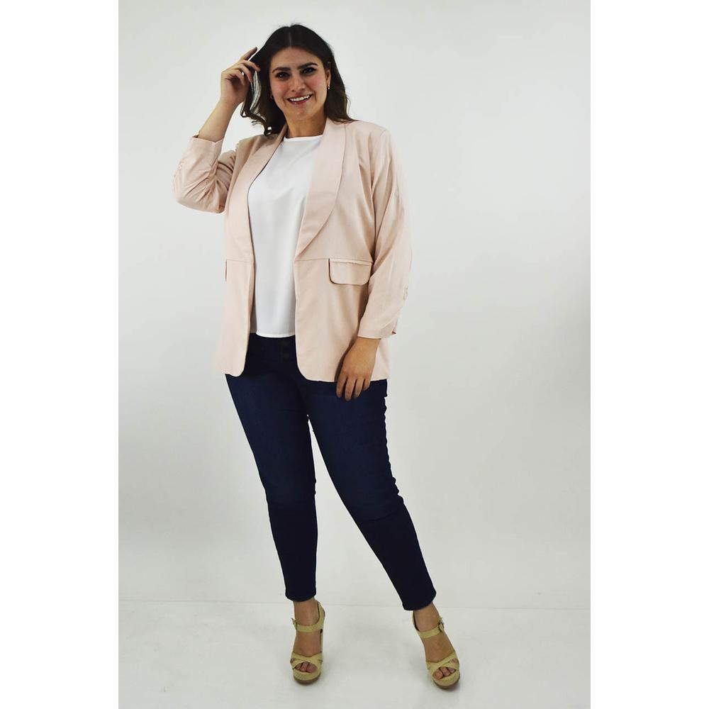 Foto 6 pulgar | Blazer de Lino Roman Fashion Tallas Extras 2329 Rosa