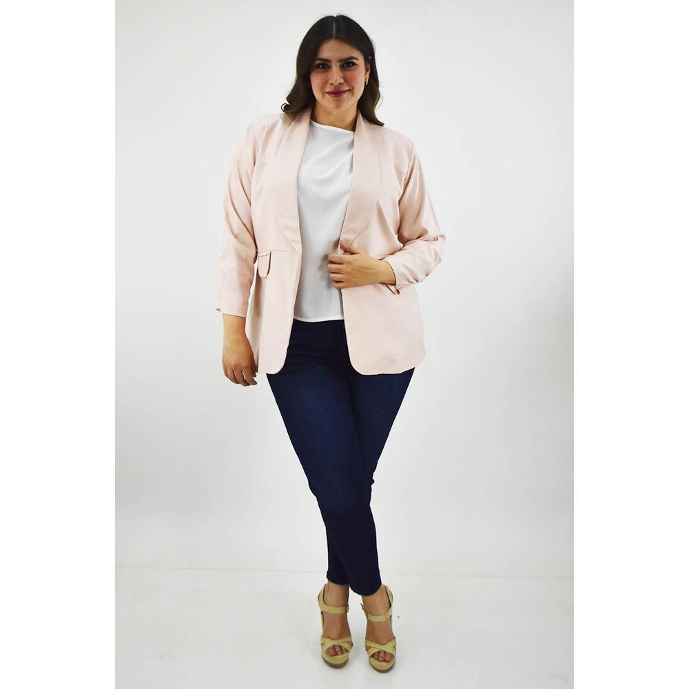 Foto 7 pulgar | Blazer de Lino Roman Fashion Tallas Extras 2329 Rosa