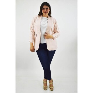 Foto 6 | Blazer de Lino Roman Fashion Tallas Extras 2329 Rosa