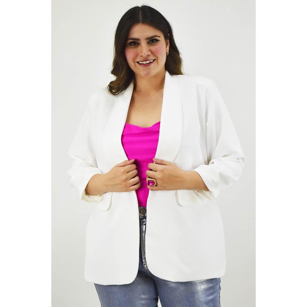Foto 2 pulgar | Blazer Manga 3/4 Roman Fashion Tallas Extras 12255 Blanco