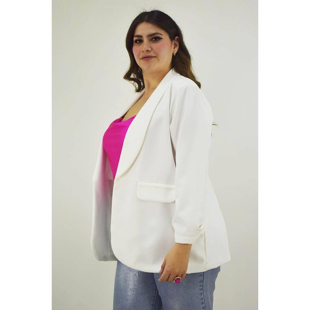 Foto 3 pulgar | Blazer Manga 3/4 Roman Fashion Tallas Extras 12255 Blanco