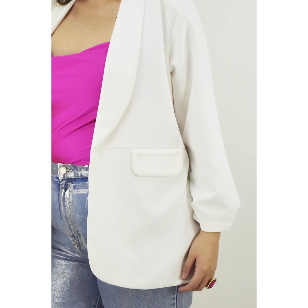 Foto 5 pulgar | Blazer Manga 3/4 Roman Fashion Tallas Extras 12255 Blanco