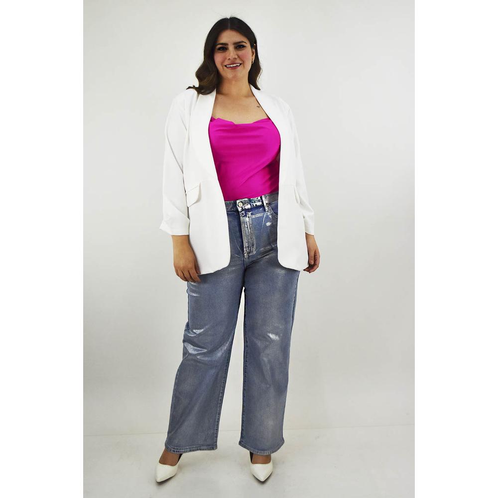 Foto 6 pulgar | Blazer Manga 3/4 Roman Fashion Tallas Extras 12255 Blanco