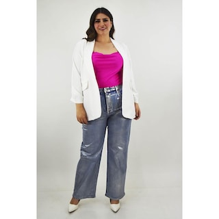 Foto 5 | Blazer Manga 3/4 Roman Fashion Tallas Extras 12255 Blanco