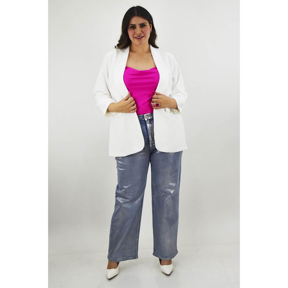 Foto 7 pulgar | Blazer Manga 3/4 Roman Fashion Tallas Extras 12255 Blanco