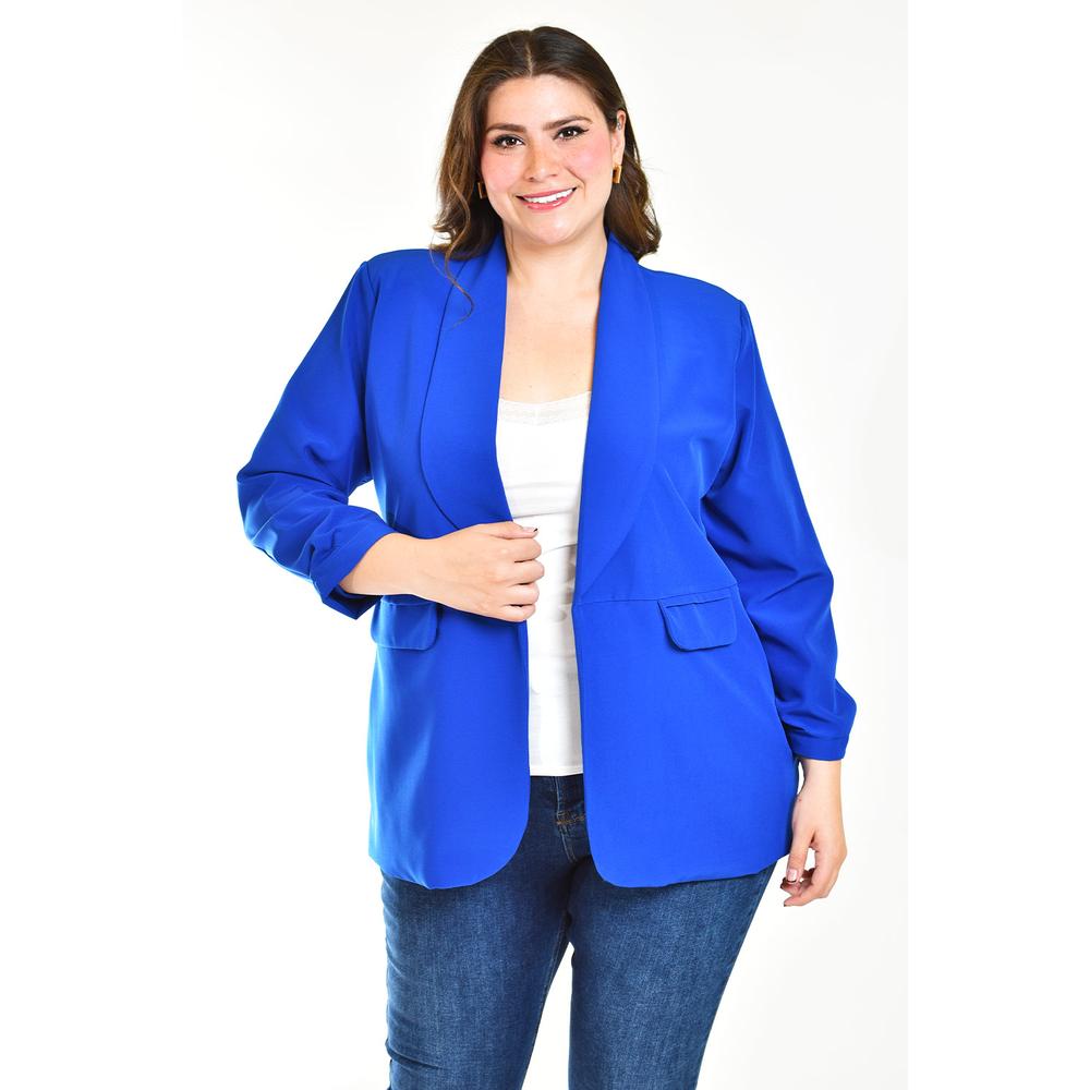 Foto 2 pulgar | Blazer Manga 3/4 Roman Fashion Azul para Mujer