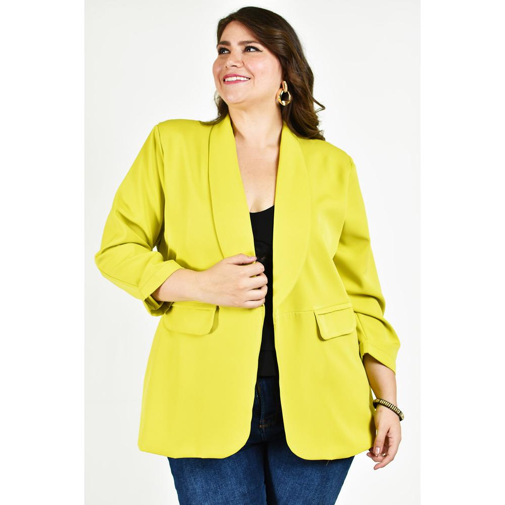 Foto 2 pulgar | Blazer Manga 3/4 Roman Fashion /tallas Extras 12255 Verde Lima