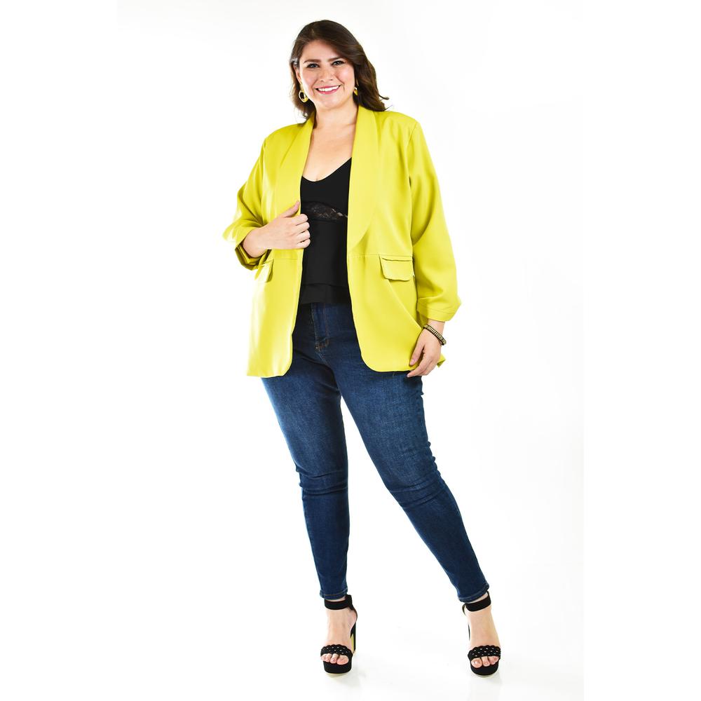 Foto 6 pulgar | Blazer Manga 3/4 Roman Fashion /tallas Extras 12255 Verde Lima