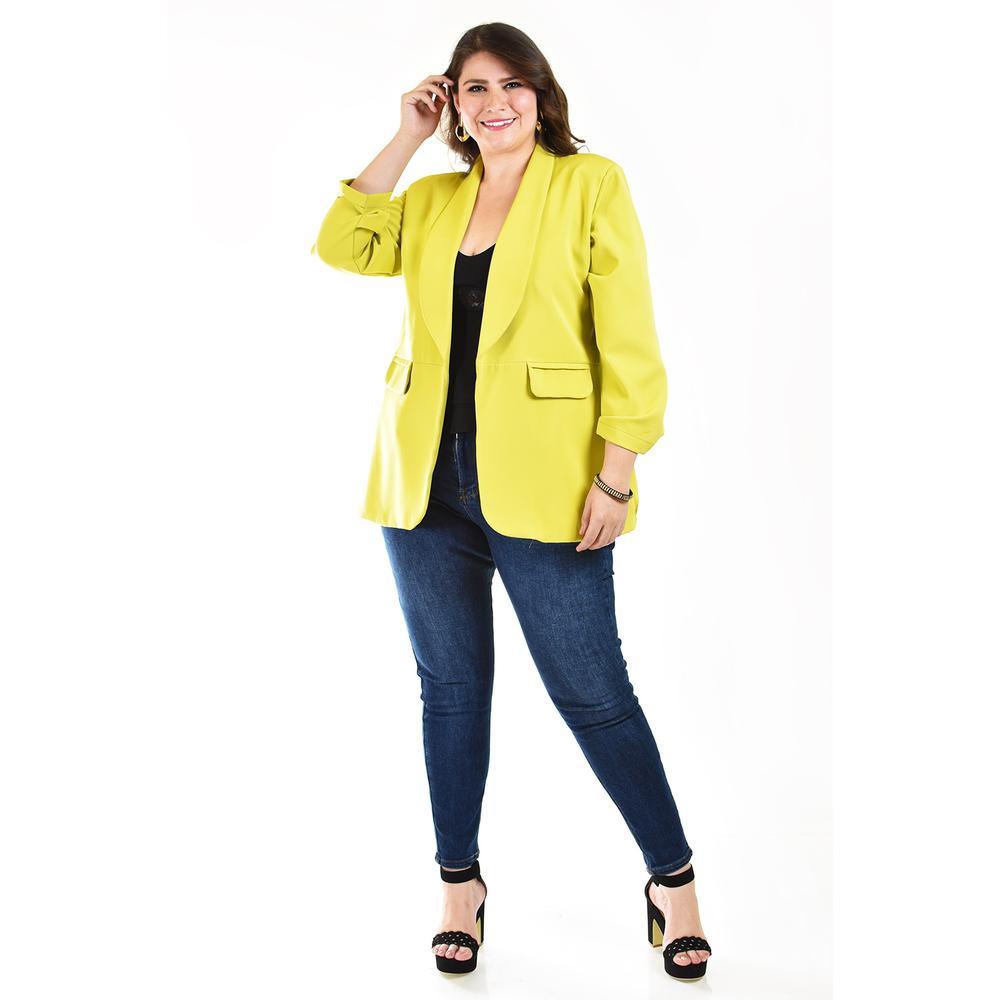 Foto 7 pulgar | Blazer Manga 3/4 Roman Fashion /tallas Extras 12255 Verde Lima