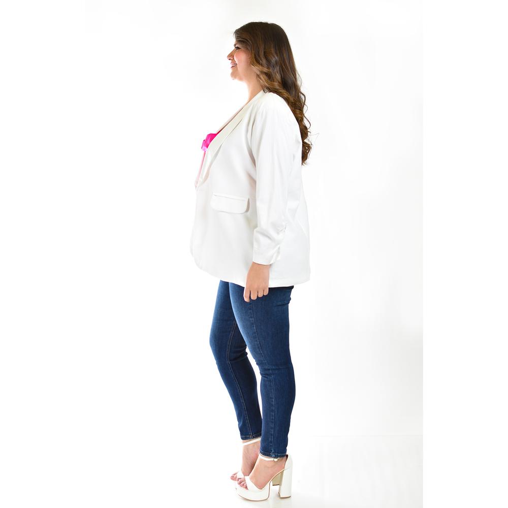 Foto 3 pulgar | Blazer De Lino Roman Fashion /tallas Extras 2329 Blanco