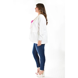 Foto 2 | Blazer De Lino Roman Fashion /tallas Extras 2329 Blanco