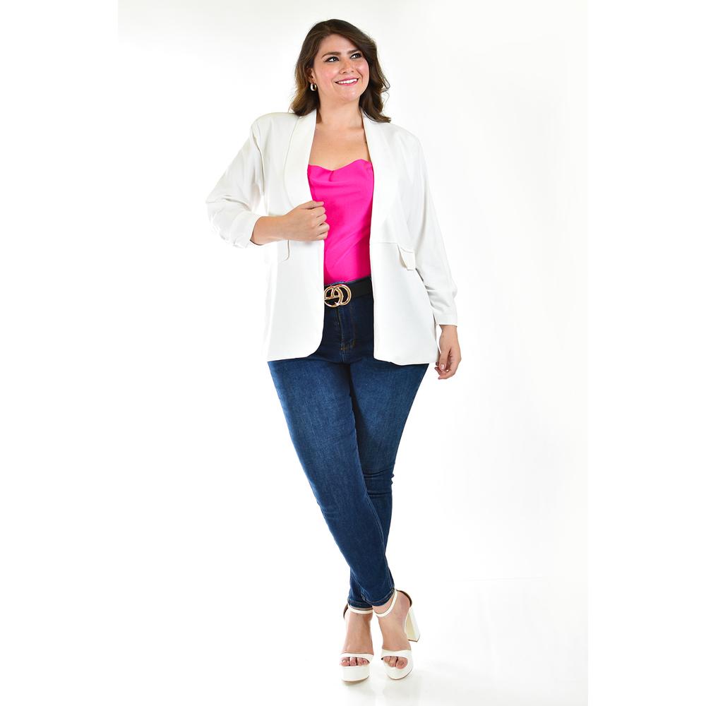 Foto 6 pulgar | Blazer De Lino Roman Fashion /tallas Extras 2329 Blanco