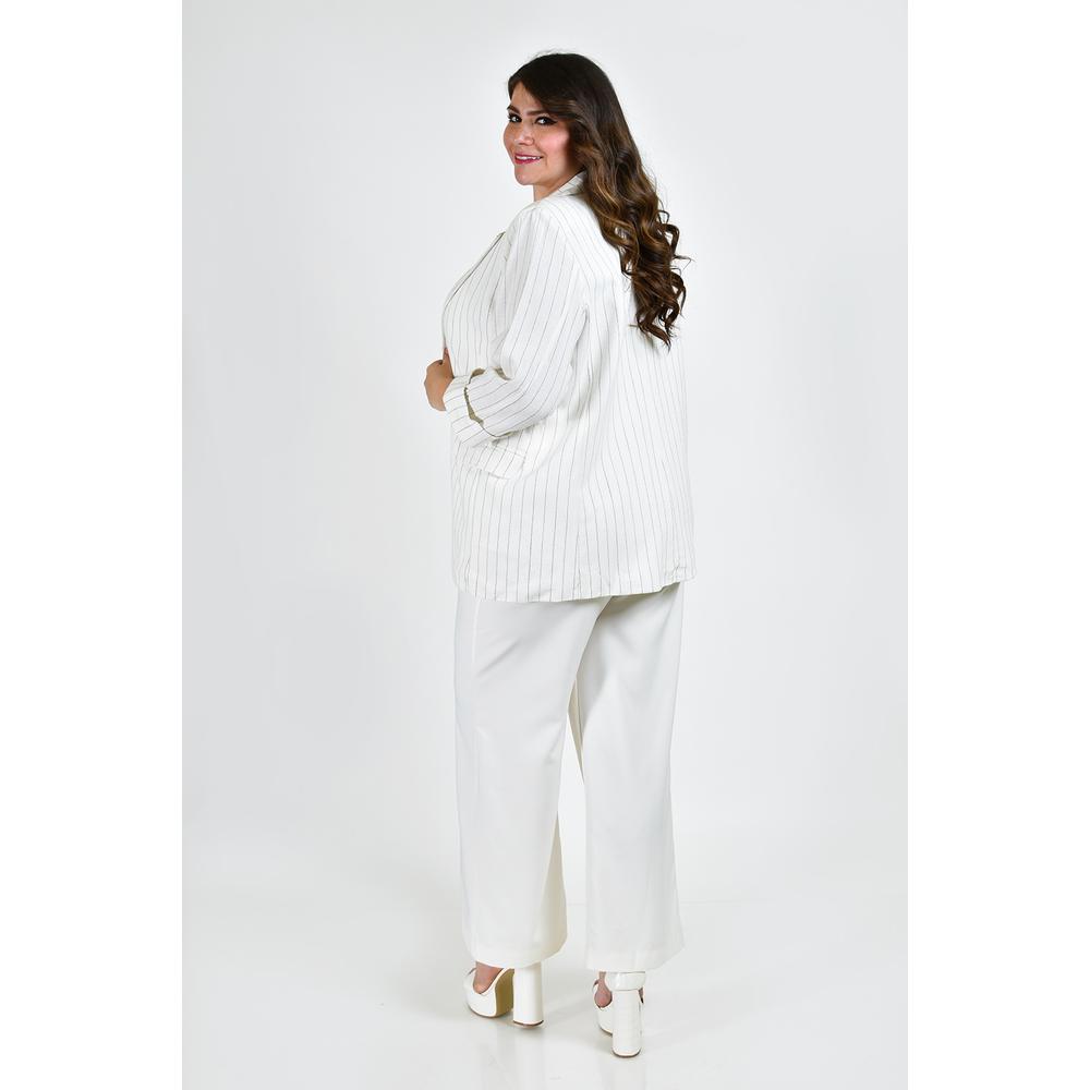 Foto 2 | Blazer Lino Con Líneas Roman Fashion /tallas Extras 2401 Blanco