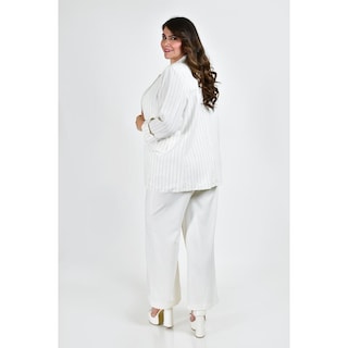 Foto 2 | Blazer Lino Con Líneas Roman Fashion /tallas Extras 2401 Blanco