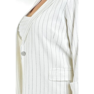 Foto 4 | Blazer Lino Con Líneas Roman Fashion /tallas Extras 2401 Blanco