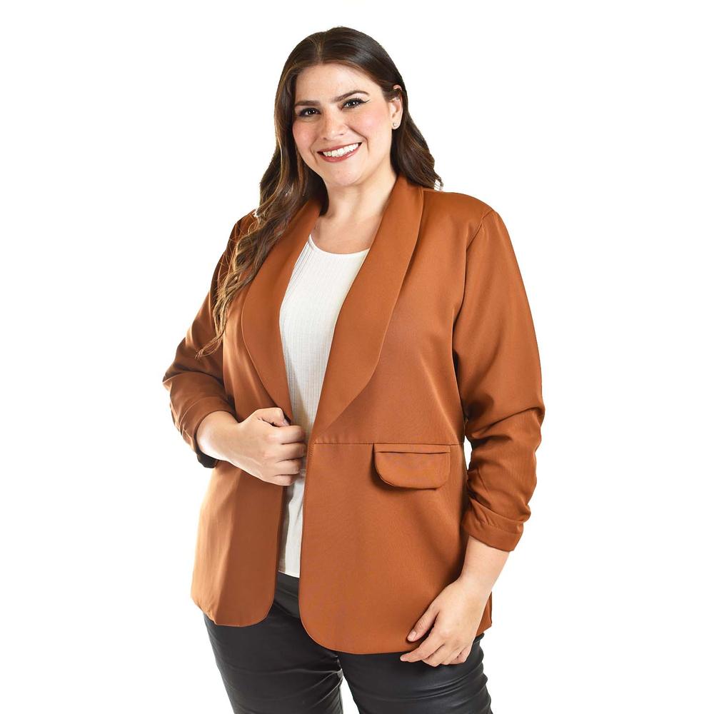 Foto 2 pulgar | Blazer Manga 3/4 Roman Fashion /tallas Extras, 12255 (cafe) Cafe