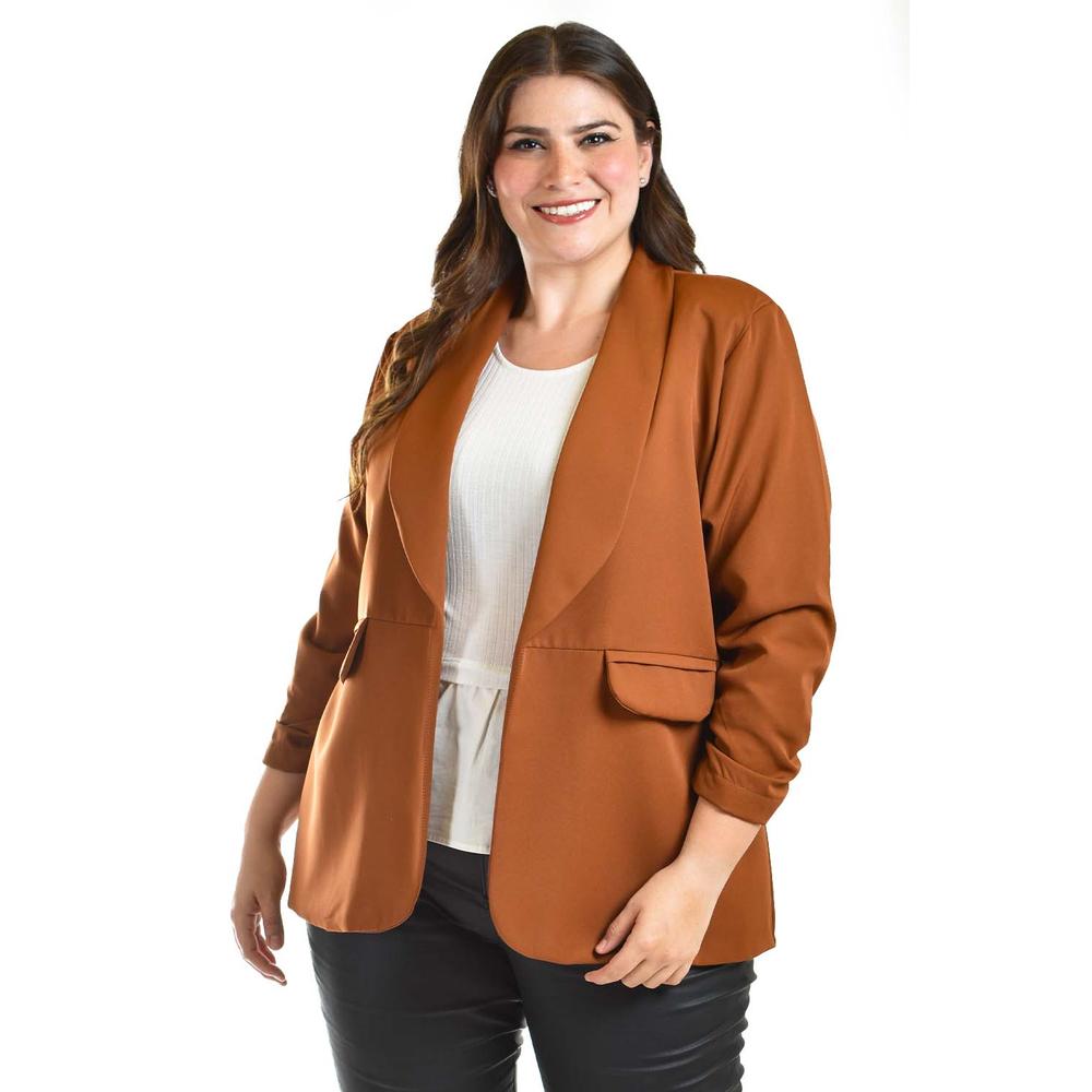 Foto 5 pulgar | Blazer Manga 3/4 Roman Fashion /tallas Extras, 12255 (cafe) Cafe