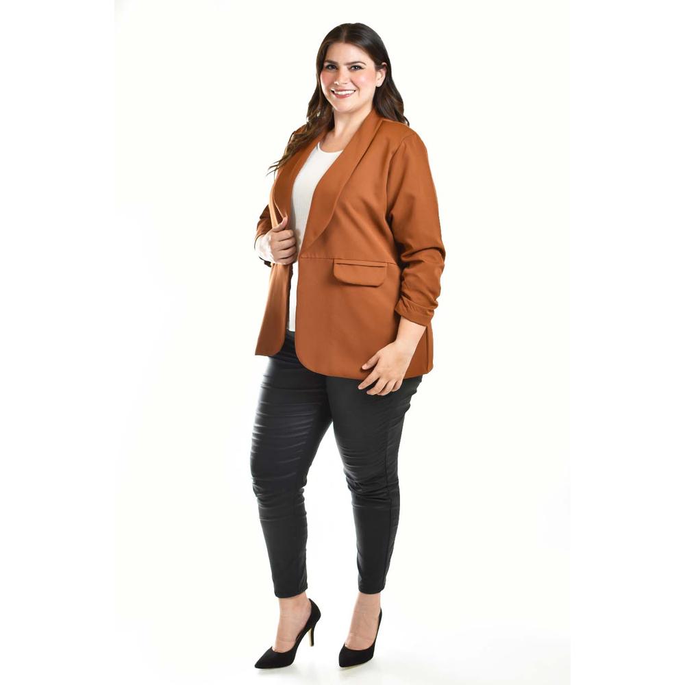 Foto 6 pulgar | Blazer Manga 3/4 Roman Fashion /tallas Extras, 12255 (cafe) Cafe