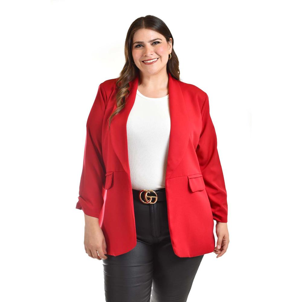 Foto 2 pulgar | Blazer Manga 3/4 Roman Fashion /tallas Extras, 12255 (rojo) Rojo