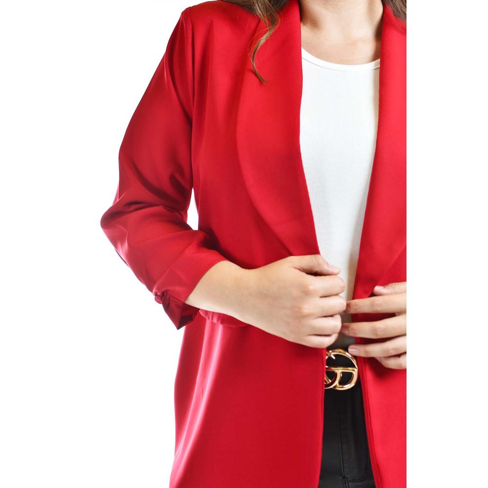 Foto 4 pulgar | Blazer Manga 3/4 Roman Fashion /tallas Extras, 12255 (rojo) Rojo