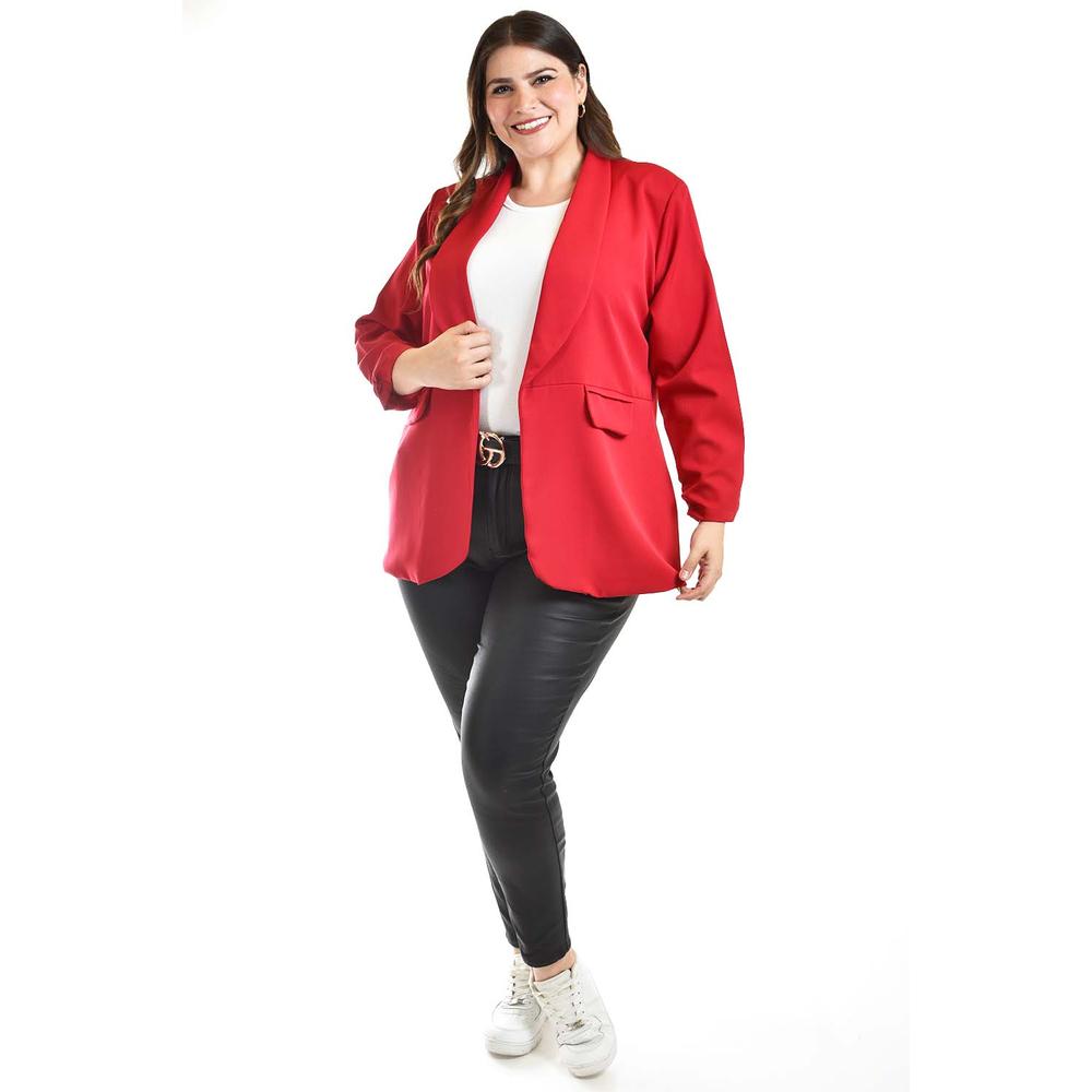 Foto 5 pulgar | Blazer Manga 3/4 Roman Fashion /tallas Extras, 12255 (rojo) Rojo