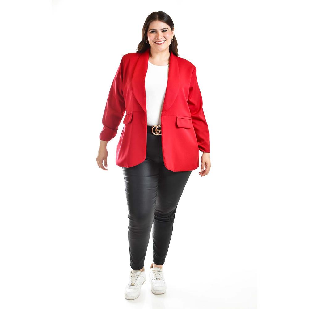 Foto 6 pulgar | Blazer Manga 3/4 Roman Fashion /tallas Extras, 12255 (rojo) Rojo