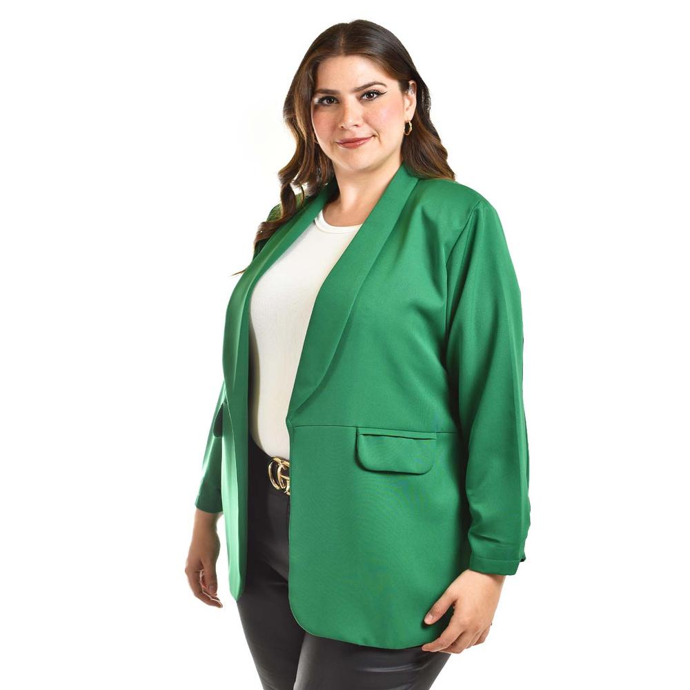 Foto 2 pulgar | Blazer Manga 3/4 Roman Fashion /tallas Extras, 12255 (verde Kelly) Verde