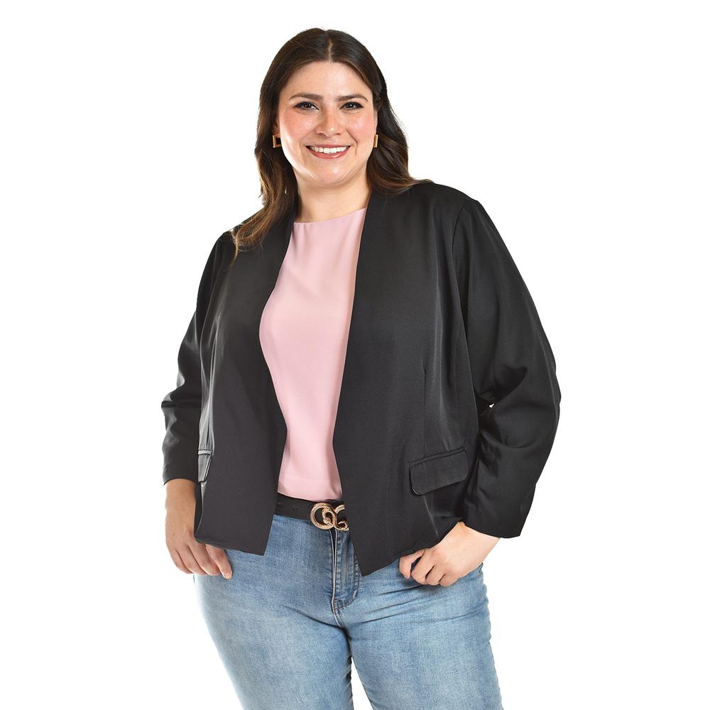 Foto 2 pulgar | Blazer Corto Manga 3/4 Roman Fashion Tallas Extras 5789 Negro