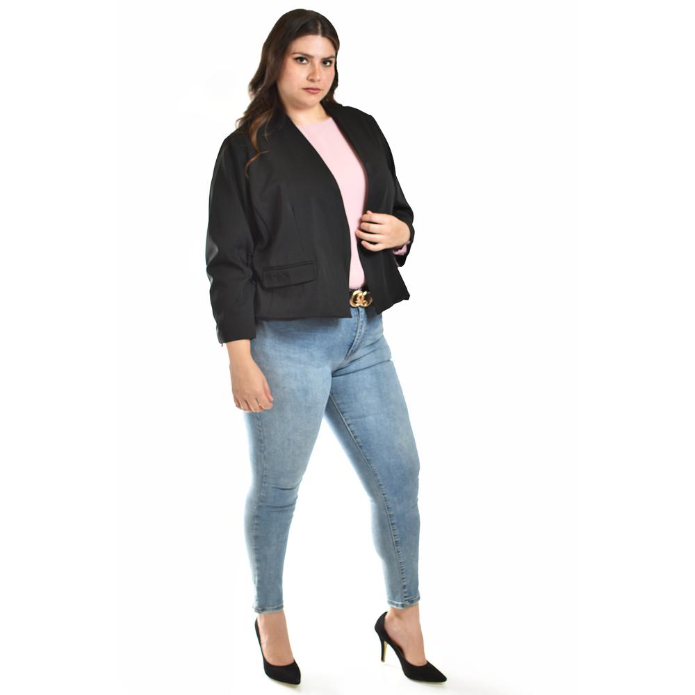 Foto 3 pulgar | Blazer Corto Manga 3/4 Roman Fashion Tallas Extras 5789 Negro