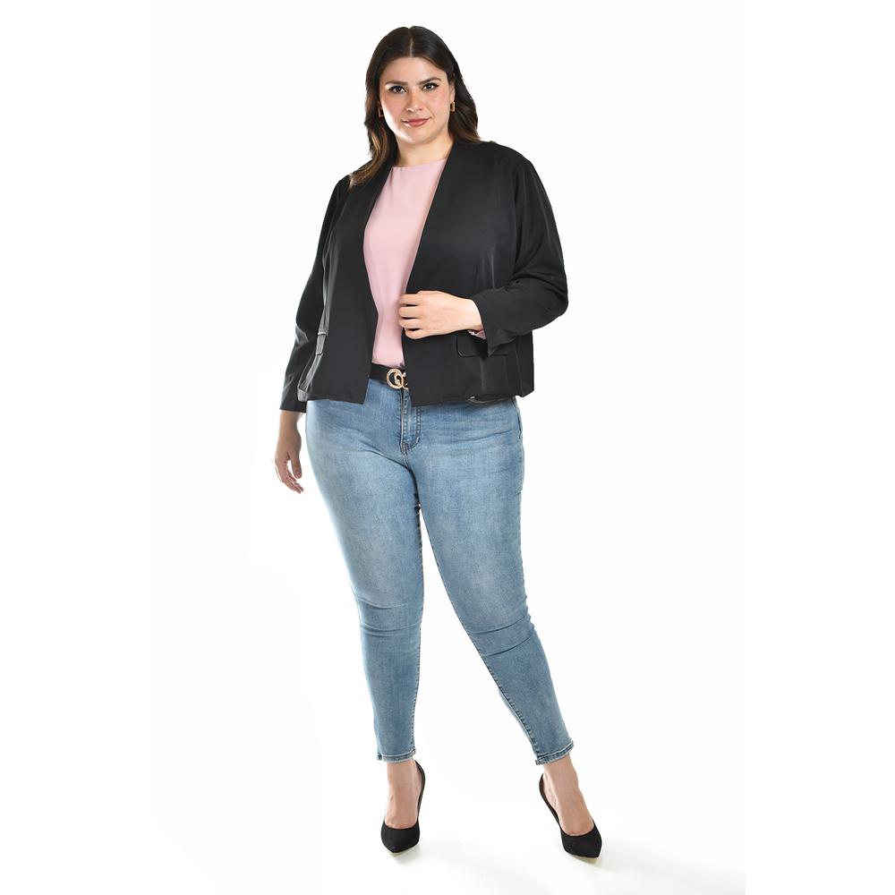 Foto 6 pulgar | Blazer Corto Manga 3/4 Roman Fashion Tallas Extras 5789 Negro