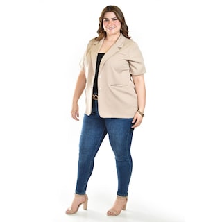 Foto 2 | Blazer De Manga Corta Roman Fashion /tallas Extras, 2561 (beige) Beige
