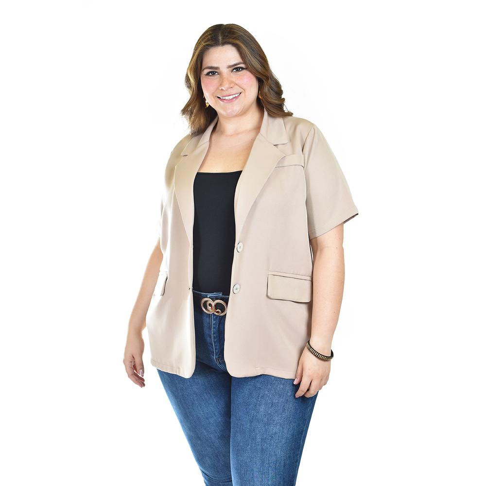 Foto 6 pulgar | Blazer De Manga Corta Roman Fashion /tallas Extras, 2561 (beige) Beige