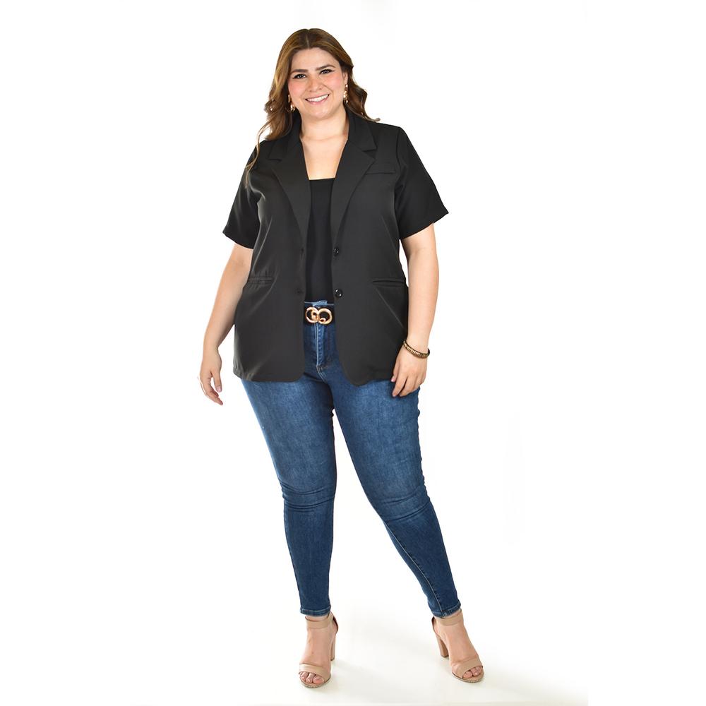 Blazer De Manga Corta Roman Fashion /tallas Extras, 2561 (negro) Negro