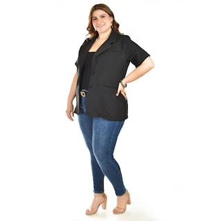 Foto 2 | Blazer De Manga Corta Roman Fashion /tallas Extras, 2561 (negro) Negro