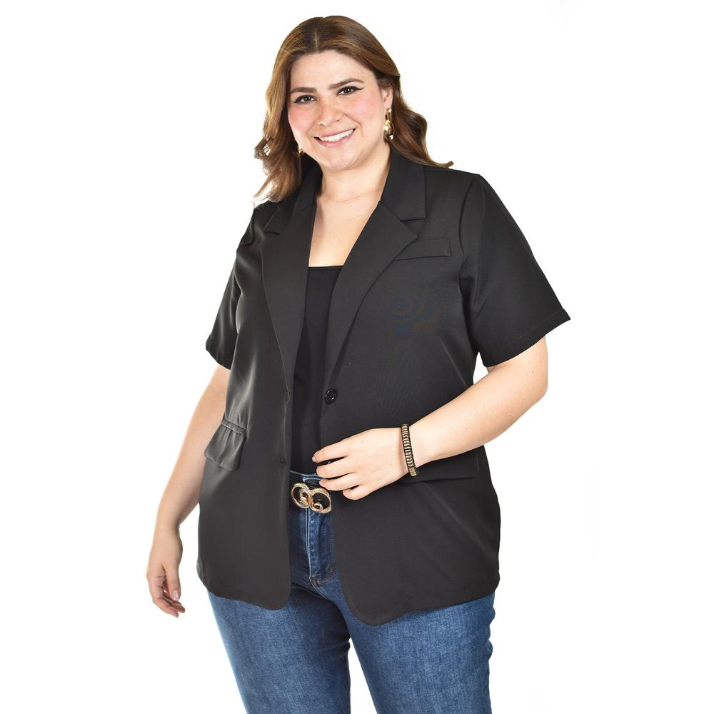Foto 5 | Blazer De Manga Corta Roman Fashion /tallas Extras, 2561 (negro) Negro
