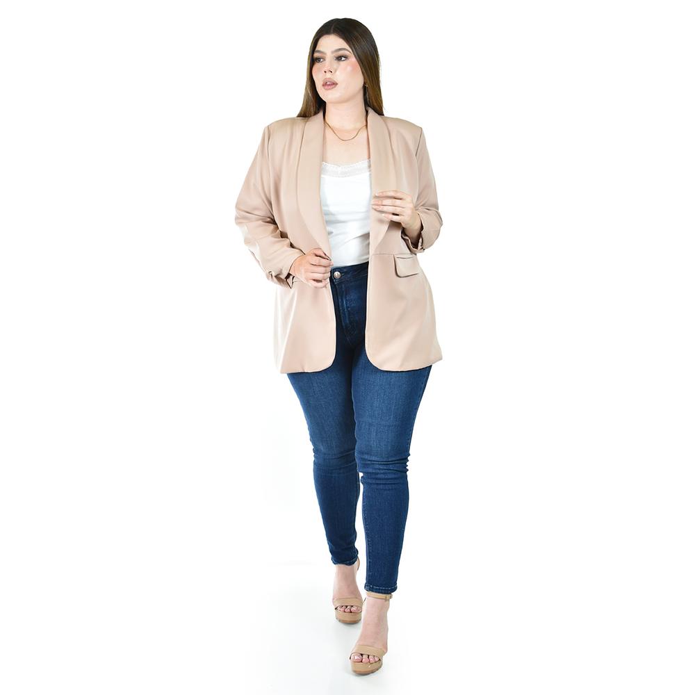 Foto 2 pulgar | Blazer Manga 3/4 Roman Fashion /tallas Extras, 12255 (beige) Beige