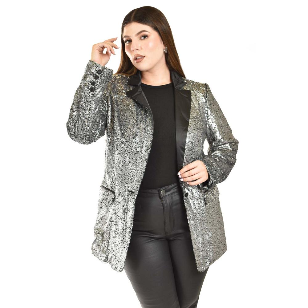 Blazer de Lentejuela Roman Fashion para Mujer