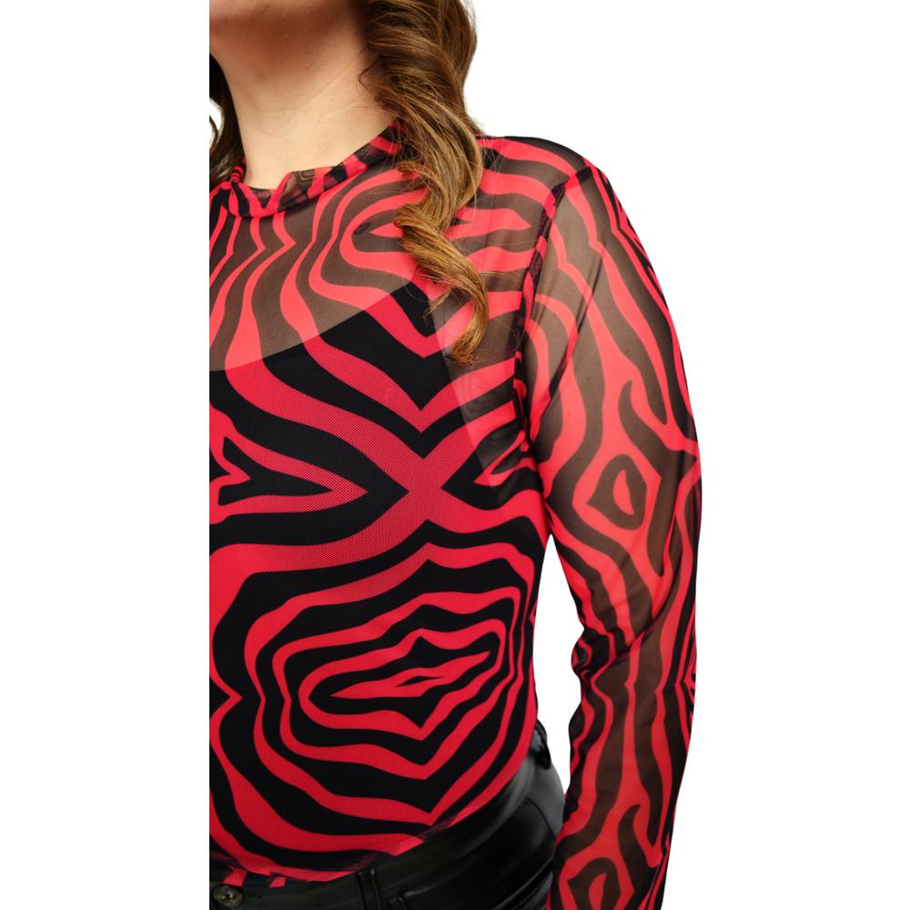 Foto 4 | Blusa Estampada de Mesh Roman Fashion BL-GR-1791-CEREZA color Rojo