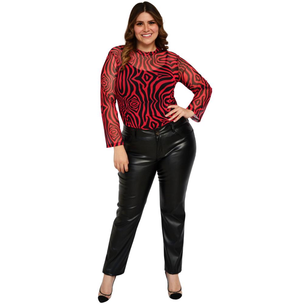 Foto 6 pulgar | Blusa Estampada de Mesh Roman Fashion BL-GR-1791-CEREZA color Rojo