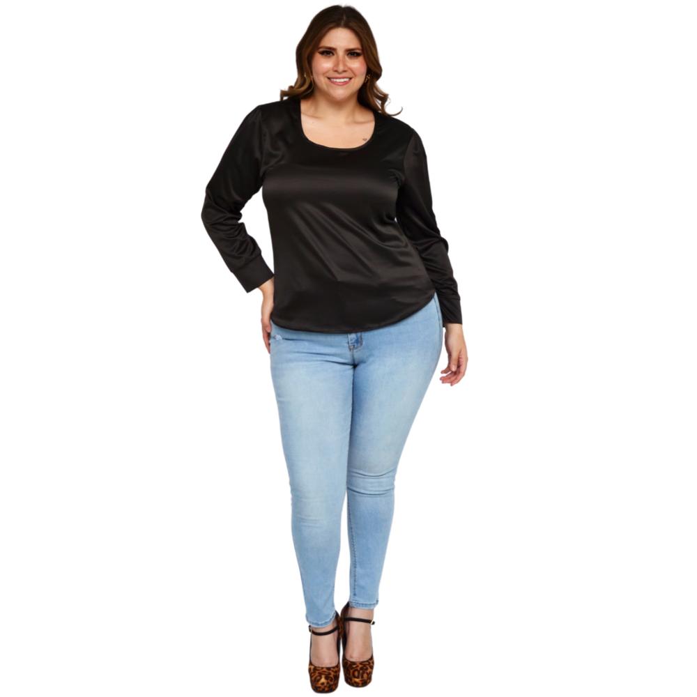 Foto 7 pulgar | Blusa de Satín Roman Fashion 2130 color Negro