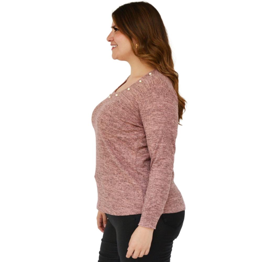Foto 2 | Blusa Tejida con Perlas Roman Fashion 1138 color Rosa